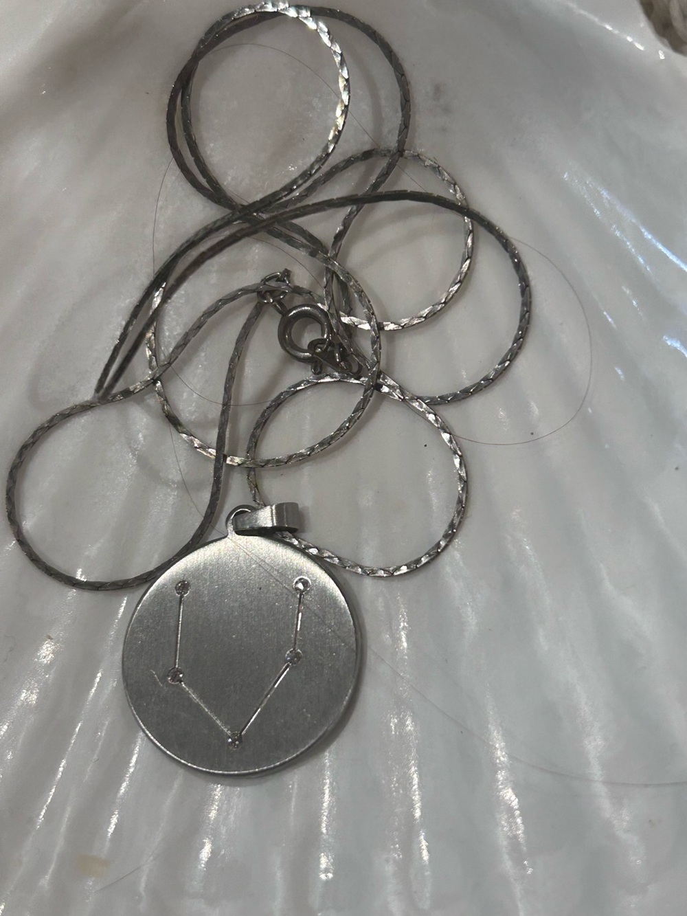Silver Tone Pisces Zodiac Constellation Pendant Necklace
